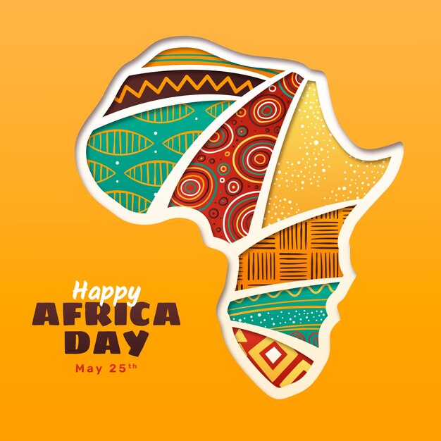 Illustrazione del giorno dell'africa in stile carta