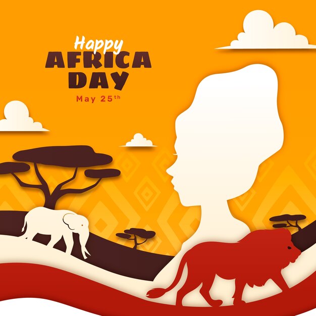Illustrazione del giorno dell'africa in stile carta