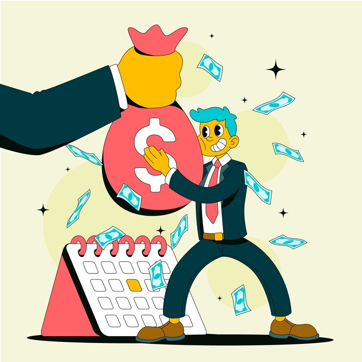 Vettore gratuito illustrazione del giorno di paga del progetto piatto