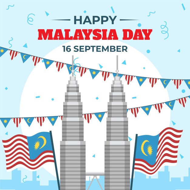 Illustrazione del giorno piatto della Malesia
