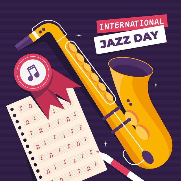 Illustrazione del giorno piatto internazionale del jazz