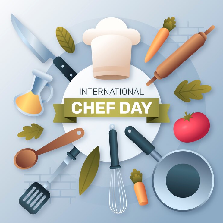 Vettore gratuito illustrazione del gradiente della giornata internazionale degli chef