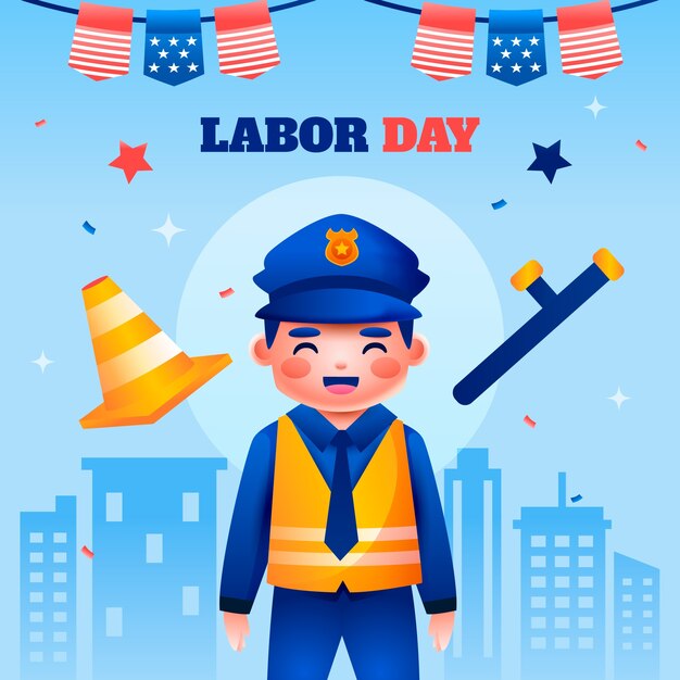 Illustrazione del gradiente per la celebrazione della festa del lavoro degli Stati Uniti