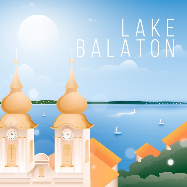 Illustrazione del lago balaton sfumato