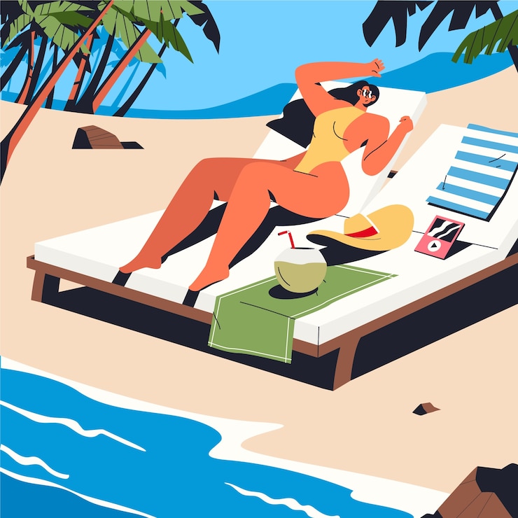 Vettore gratuito illustrazione del lettino solare di design piatto