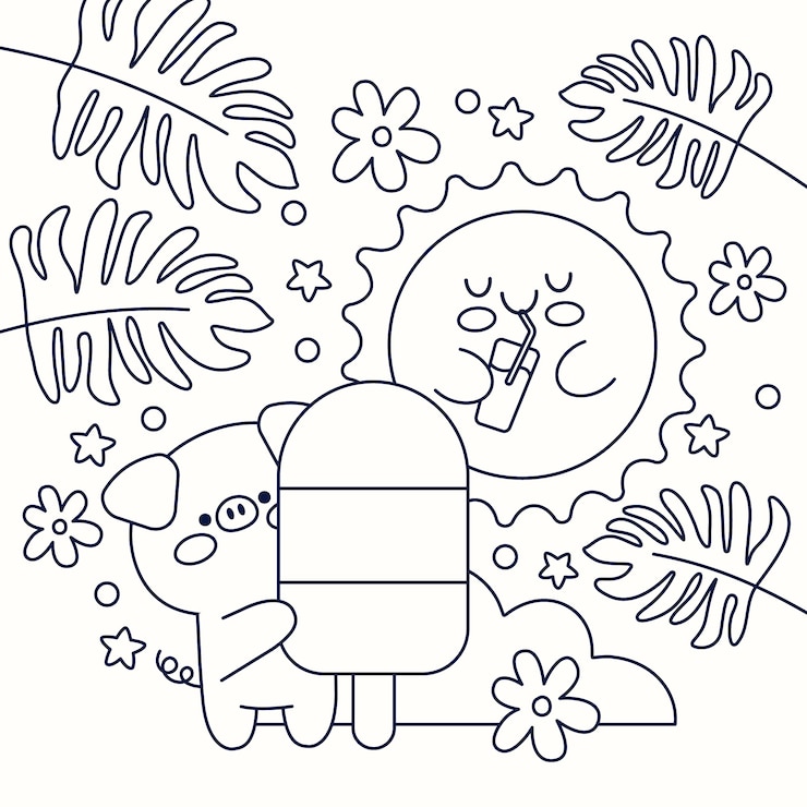 Vettore gratuito illustrazione del libro da colorare kawaii di design piatto