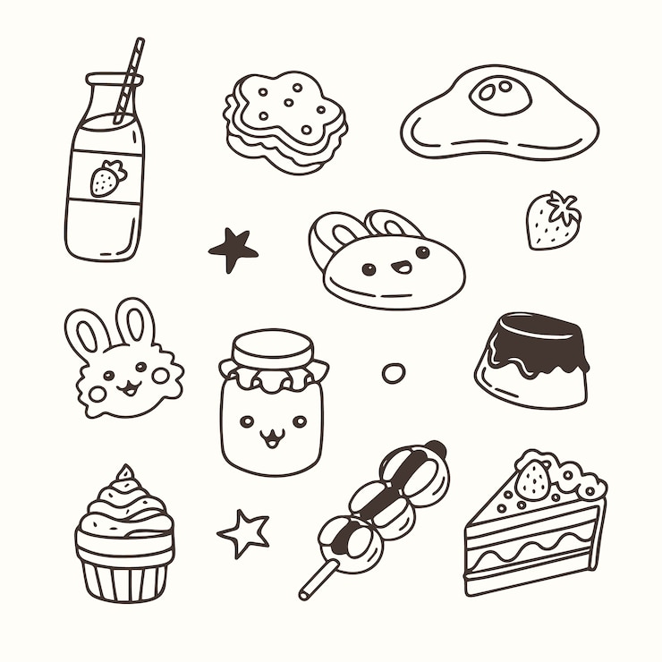Vettore gratuito illustrazione del libro da colorare kawaii disegnata a mano
