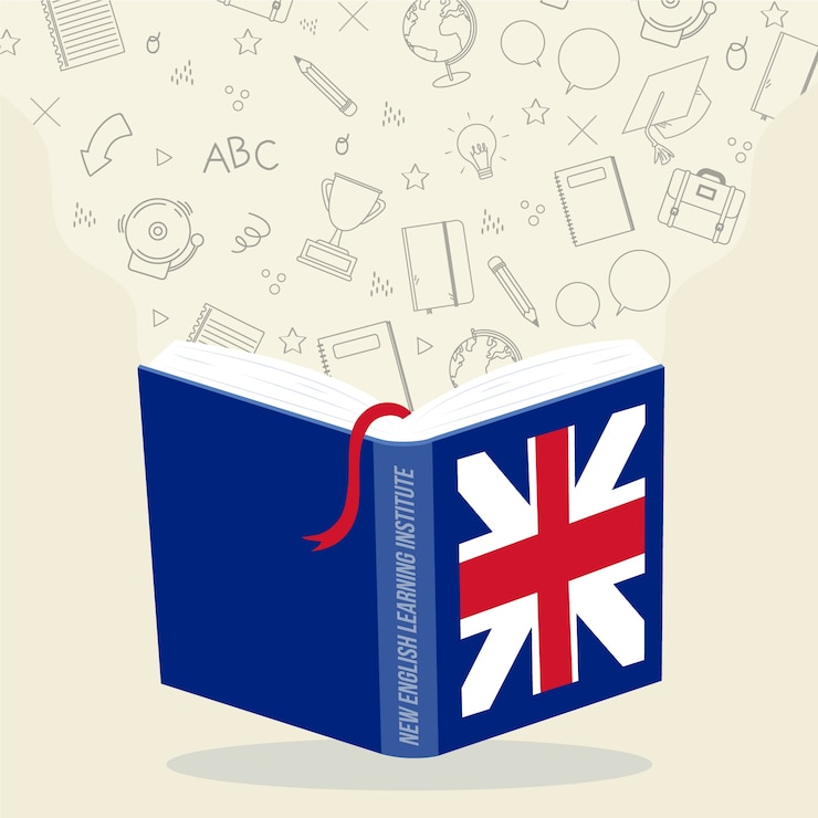 Vettore gratuito illustrazione del libro inglese disegnato a mano