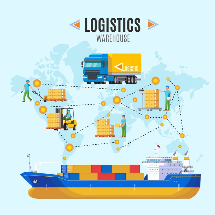 Vettore gratuito illustrazione del magazzino logistico