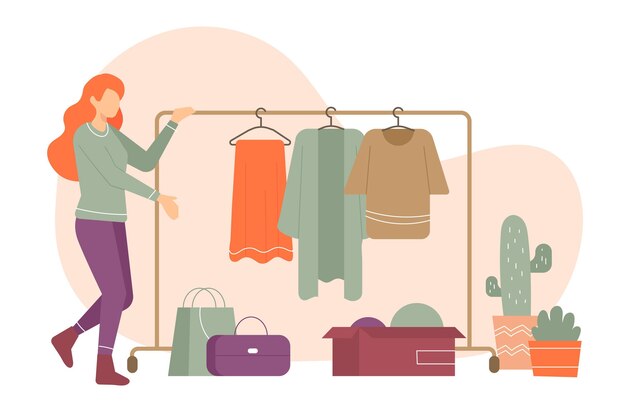 Illustrazione del mercato delle pulci disegnata a mano piatta