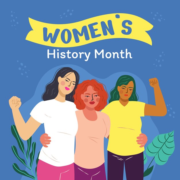 Illustrazione del mese della storia delle donne piatte