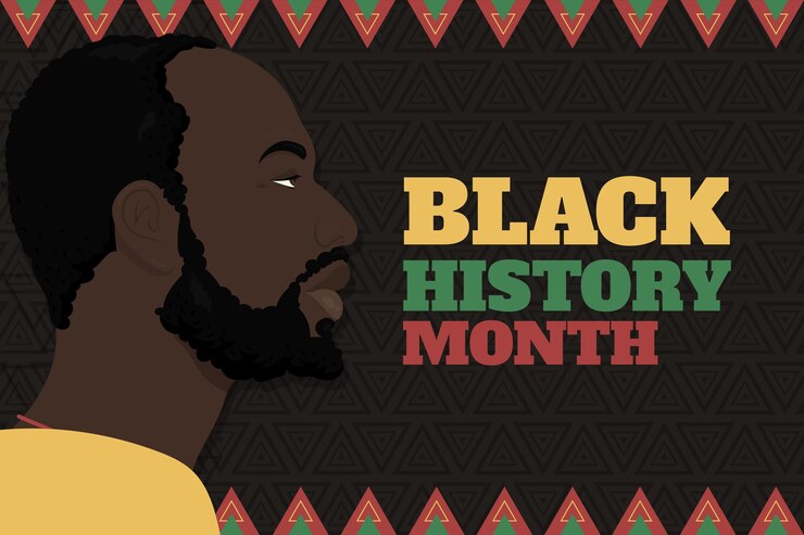 Vettore gratuito illustrazione del mese di storia nera piatta disegnata a mano
