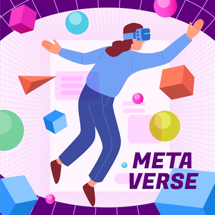Vettore gratuito illustrazione del metaverso di design piatto disegnato a mano