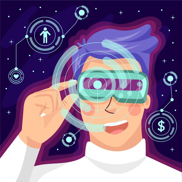 Illustrazione del metaverso di design piatto disegnato a mano