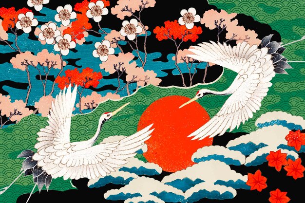 Illustrazione del modello di arte giapponese vintage