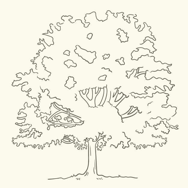 Illustrazione del profilo degli alberi disegnati a mano