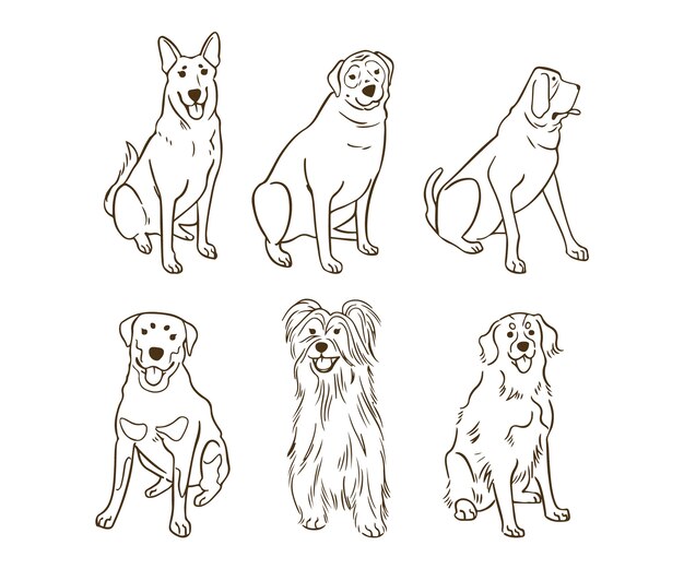 Illustrazione del profilo del cane disegnato a mano