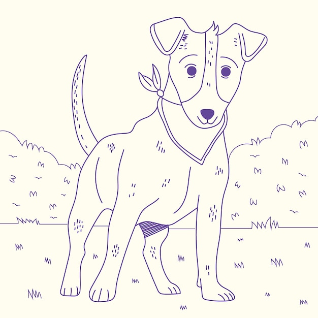 Illustrazione del profilo del cane disegnato a mano