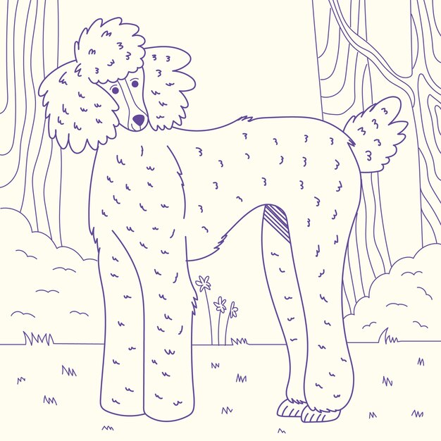 Illustrazione del profilo del cane disegnato a mano