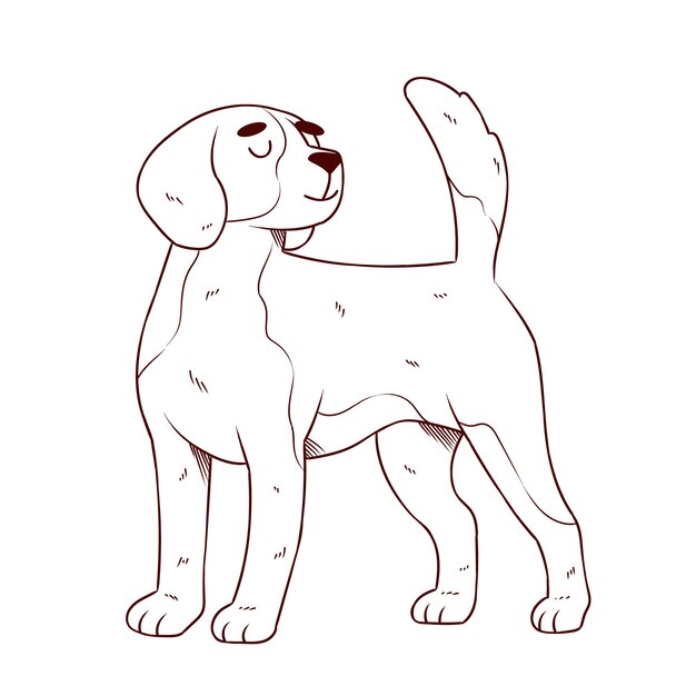 Illustrazione del profilo del cane disegnato a mano
