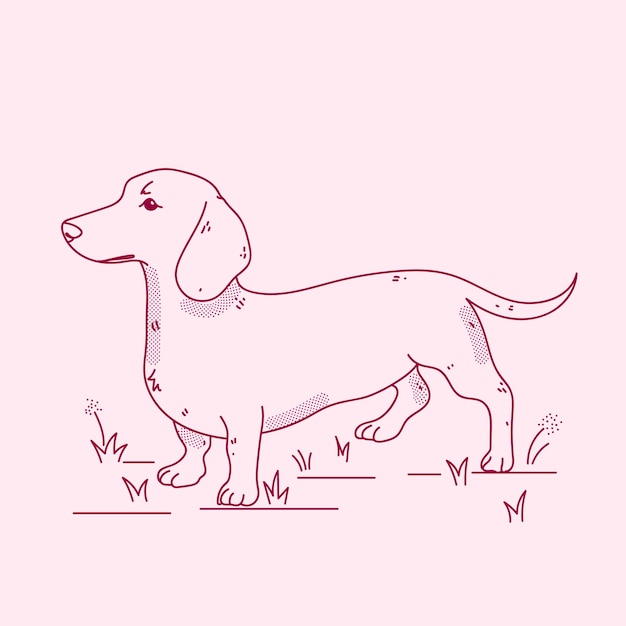 Illustrazione del profilo del cane disegnato a mano