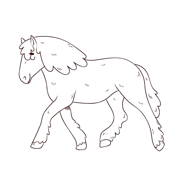 Illustrazione del profilo del cavallo disegnato a mano