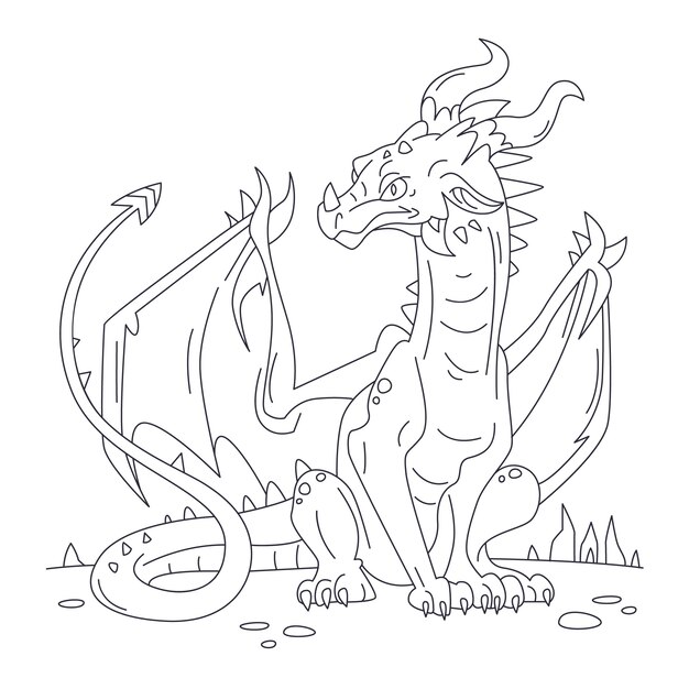 Illustrazione del profilo del drago disegnato a mano