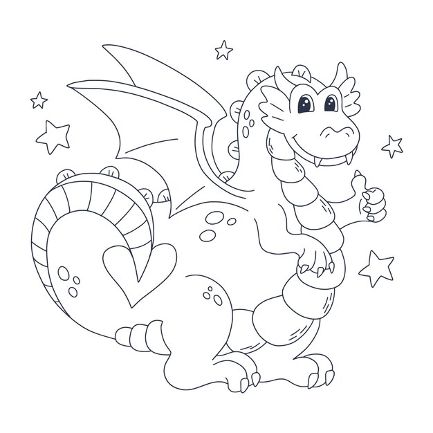 Illustrazione del profilo del drago disegnato a mano