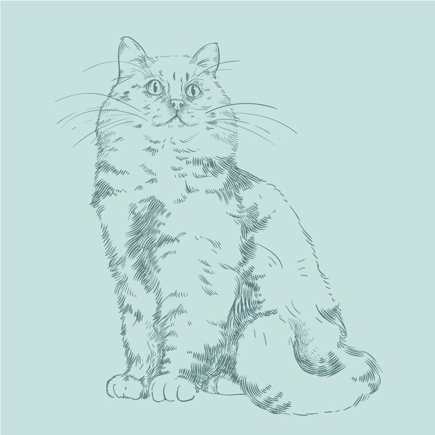 Illustrazione del profilo del gatto disegnato a mano