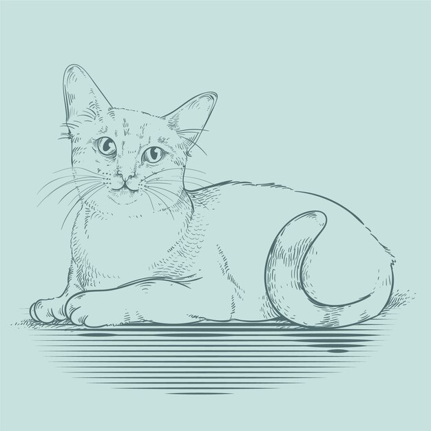 Illustrazione del profilo del gatto disegnato a mano