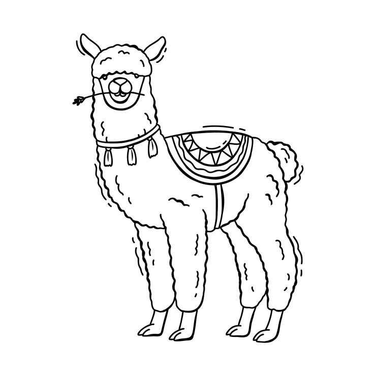 Vettore gratuito illustrazione del profilo del lama disegnata a mano
