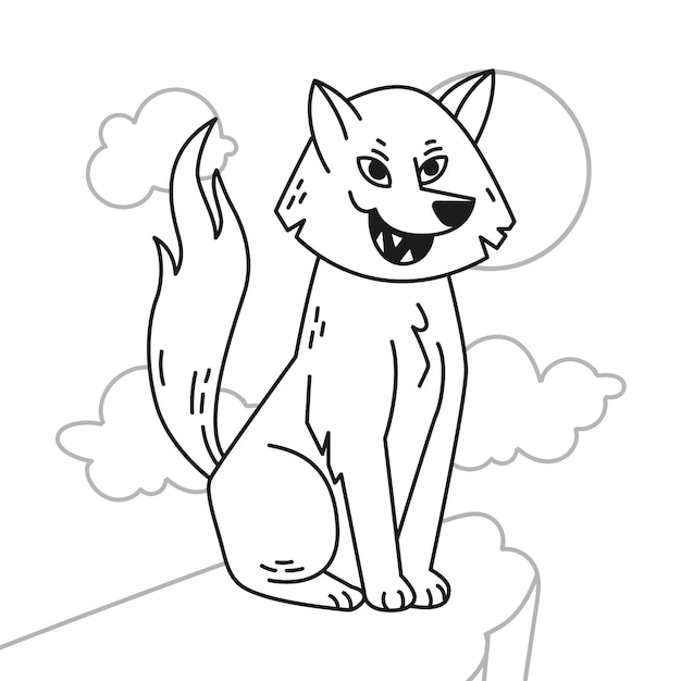 Illustrazione del profilo del lupo disegnato a mano