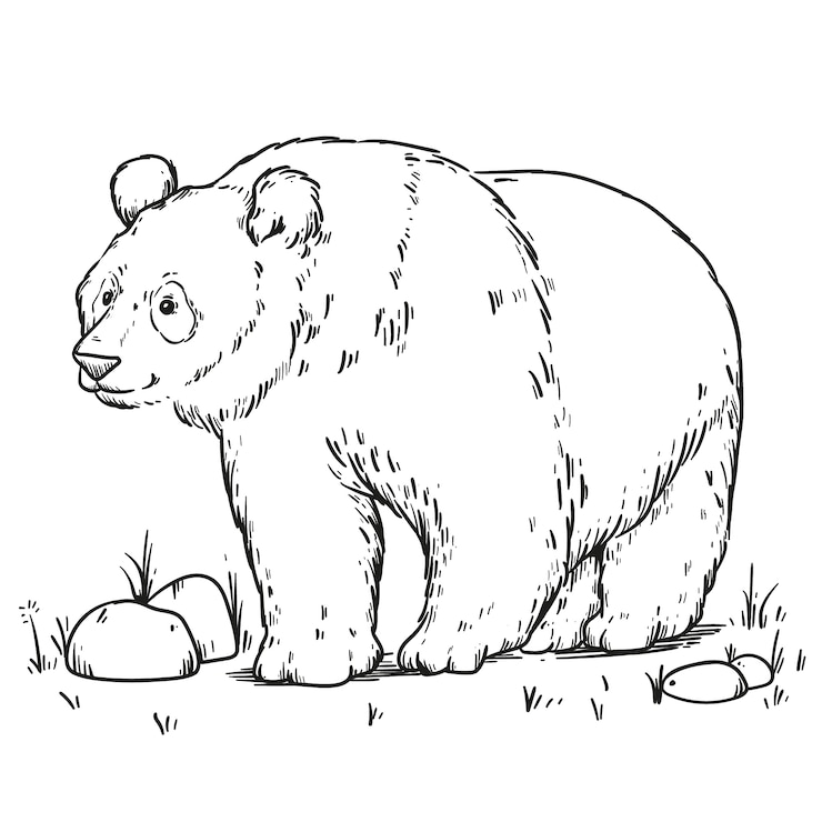 Vettore gratuito illustrazione del profilo del panda disegnato a mano