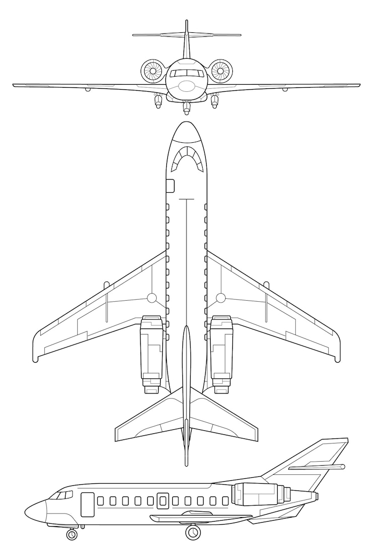 Vettore gratuito illustrazione del profilo dell'aeroplano design piatto