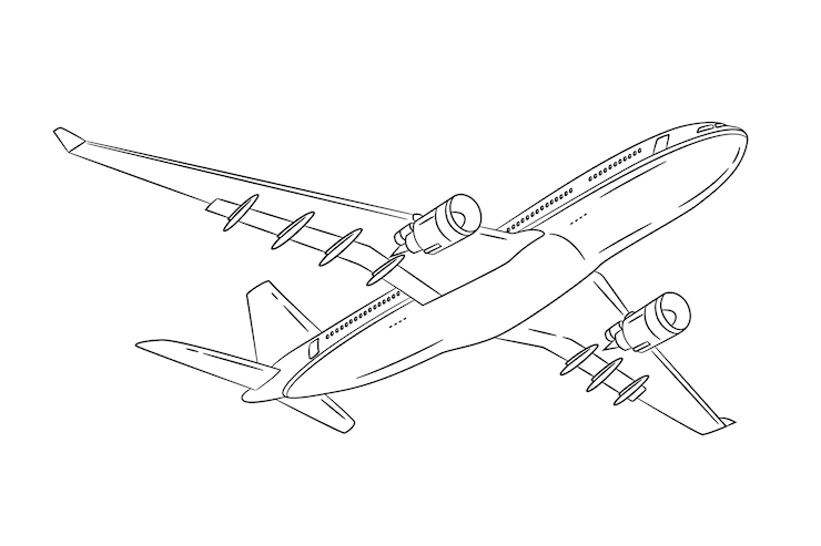 Vettore gratuito illustrazione del profilo dell'aeroplano disegnato a mano