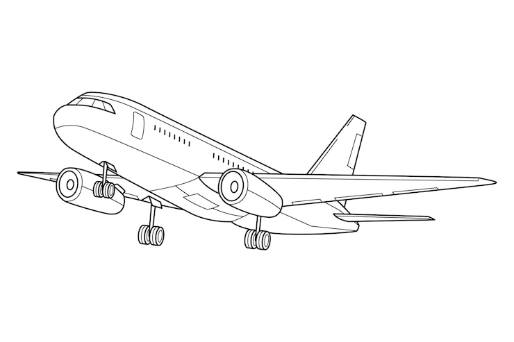 Vettore gratuito illustrazione del profilo dell'aeroplano disegnato a mano