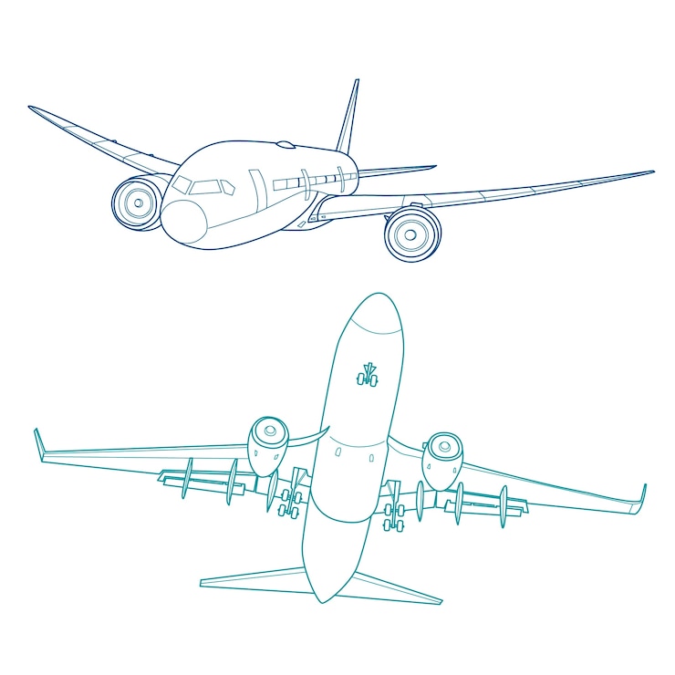 Vettore gratuito illustrazione del profilo dell'aeroplano disegnato a mano