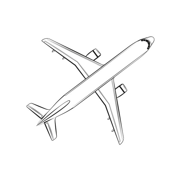 Illustrazione del profilo dell'aeroplano disegnato a mano