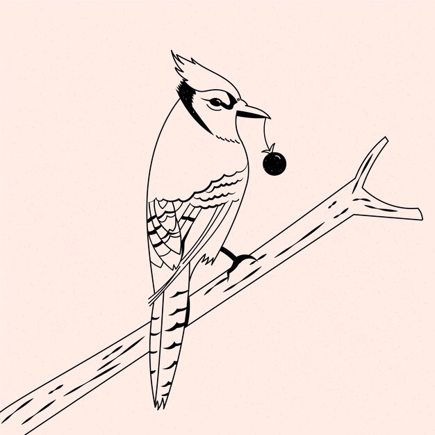 Illustrazione del profilo dell'uccello disegnato a mano