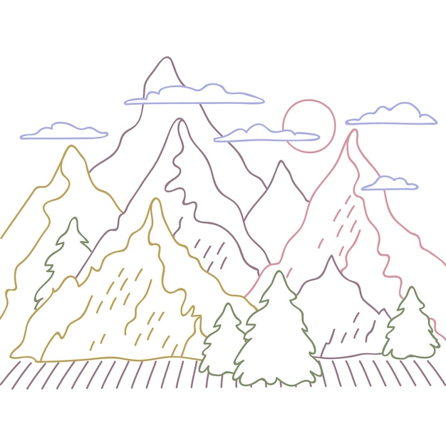 Illustrazione del profilo della montagna disegnata a mano
