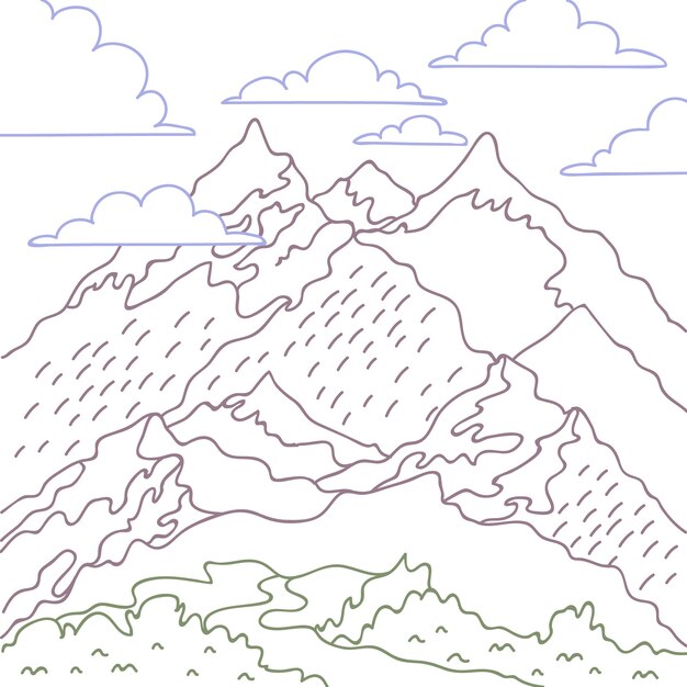 Illustrazione del profilo della montagna disegnata a mano