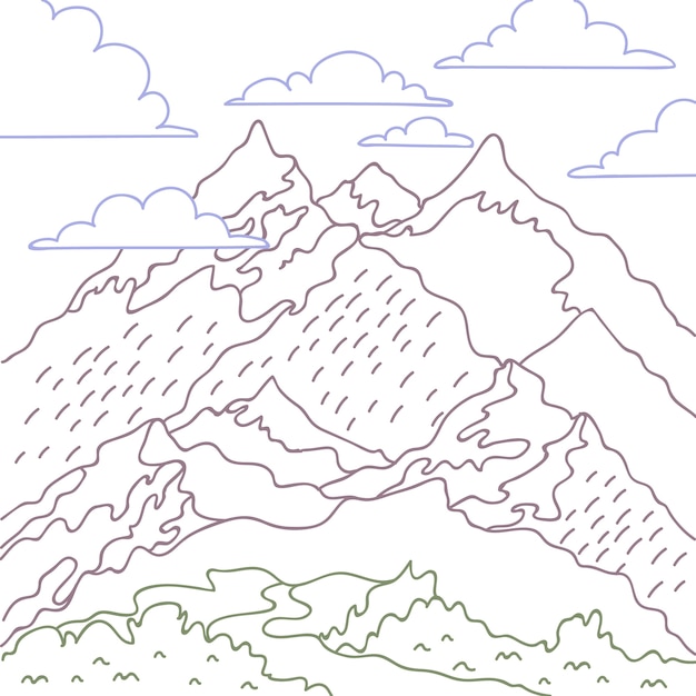 Illustrazione del profilo della montagna disegnata a mano