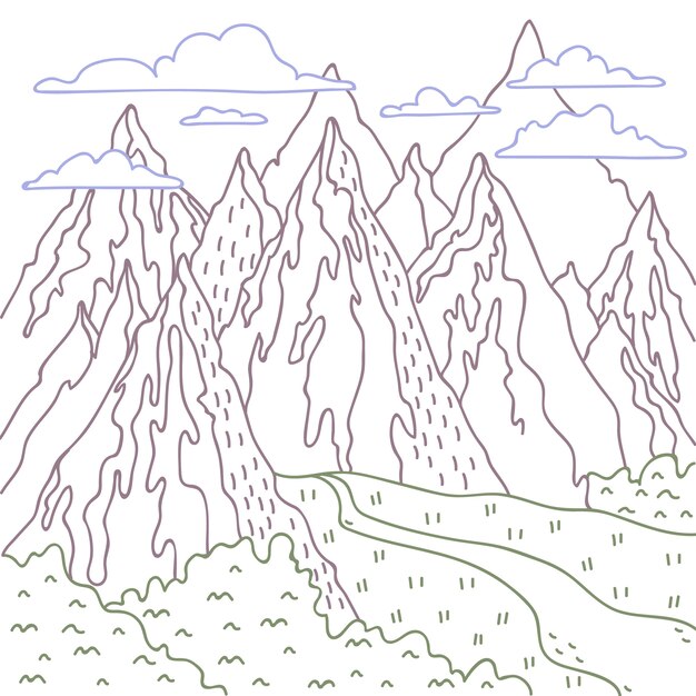Illustrazione del profilo della montagna disegnata a mano