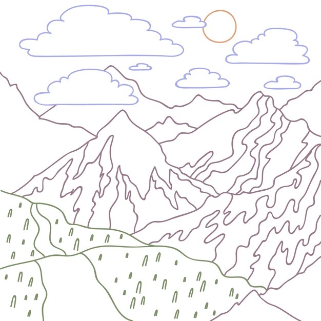 Illustrazione del profilo della montagna disegnata a mano