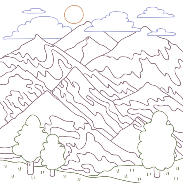 Illustrazione del profilo della montagna disegnata a mano