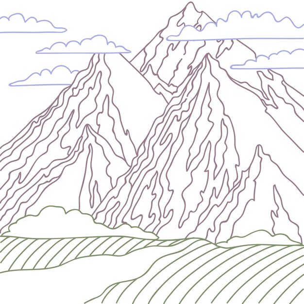 Illustrazione del profilo della montagna disegnata a mano