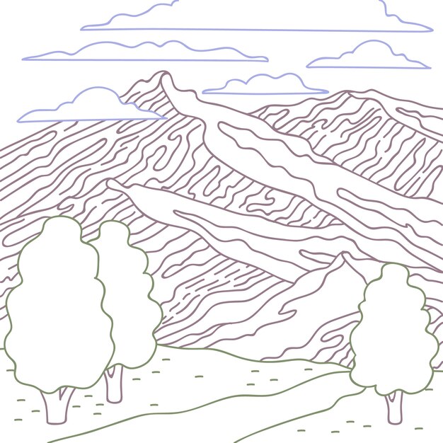 Illustrazione del profilo della montagna disegnata a mano