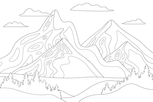 Illustrazione del profilo della montagna disegnata a mano