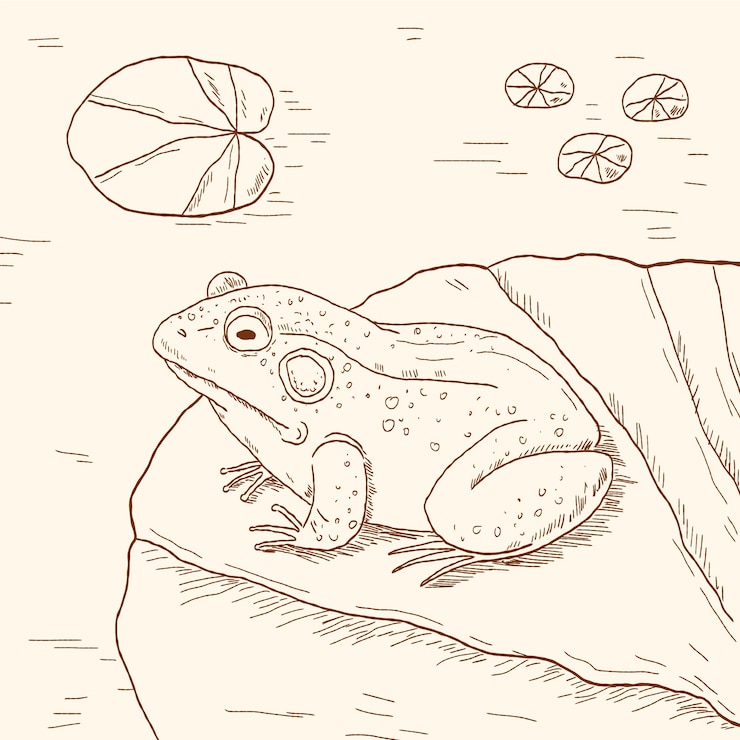 Vettore gratuito illustrazione del profilo della rana disegnata a mano