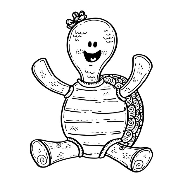 Illustrazione del profilo della tartaruga disegnata a mano